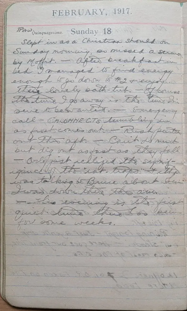 Diary scan, February 18, 1917 (Sunday)