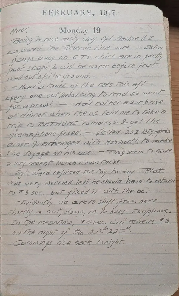 Diary scan, February 19, 1917 (Monday)