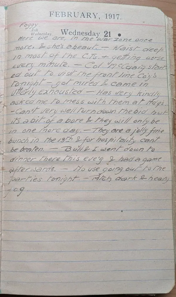 Diary scan, February 21, 1917 (Wednesday)