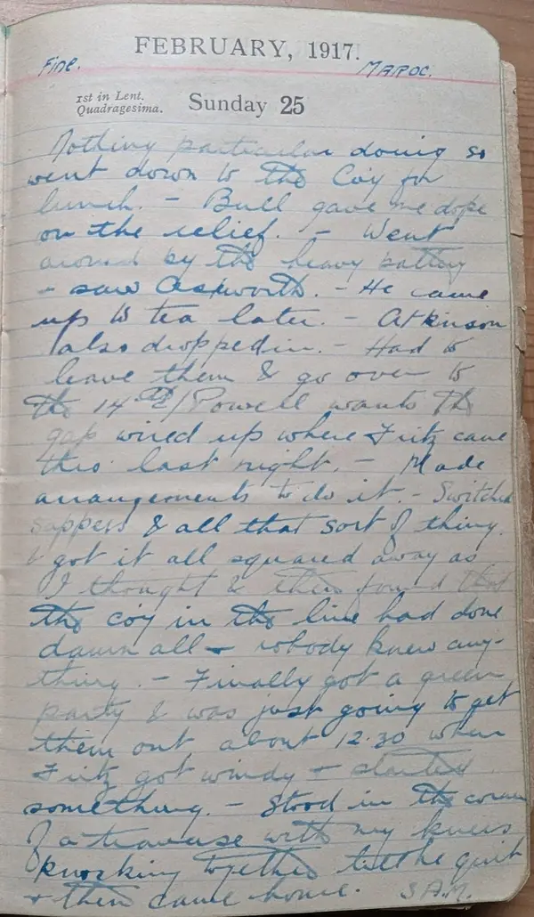 Diary scan, February 25, 1917 (Sunday)