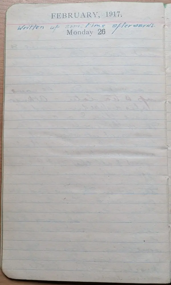 Diary scan, February 26, 1917 (Monday)