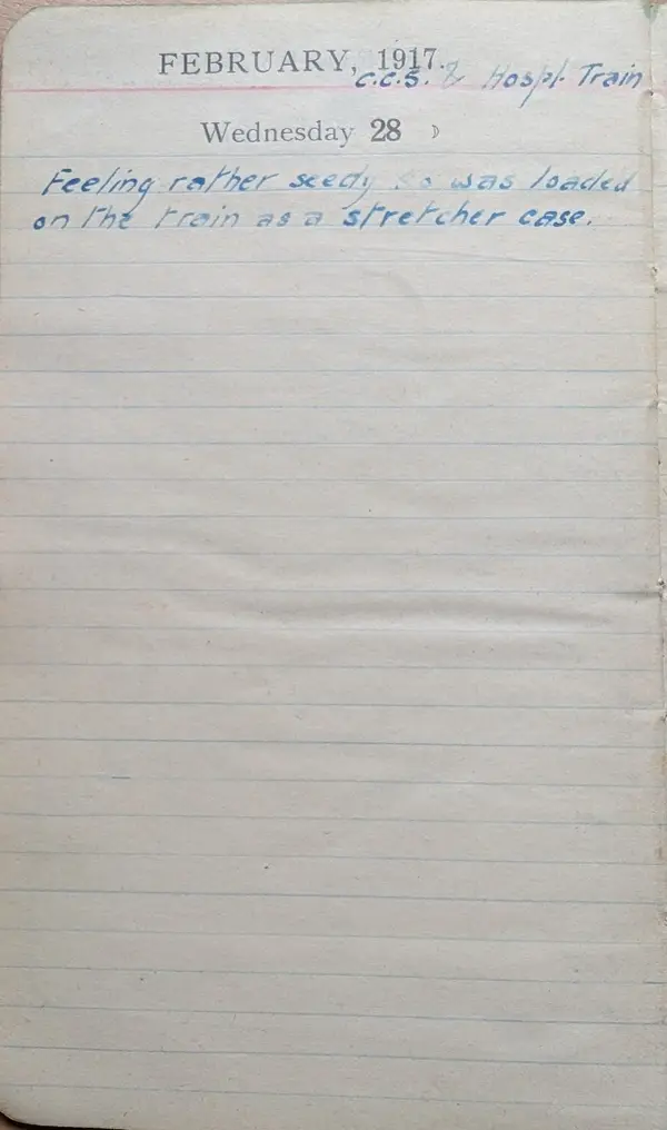 Diary scan, February 28, 1917 (Wednesday)