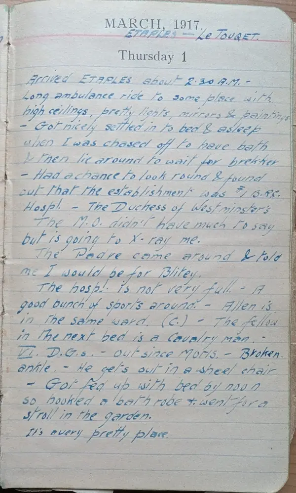 Diary scan, March 1, 1917 (Thursday)