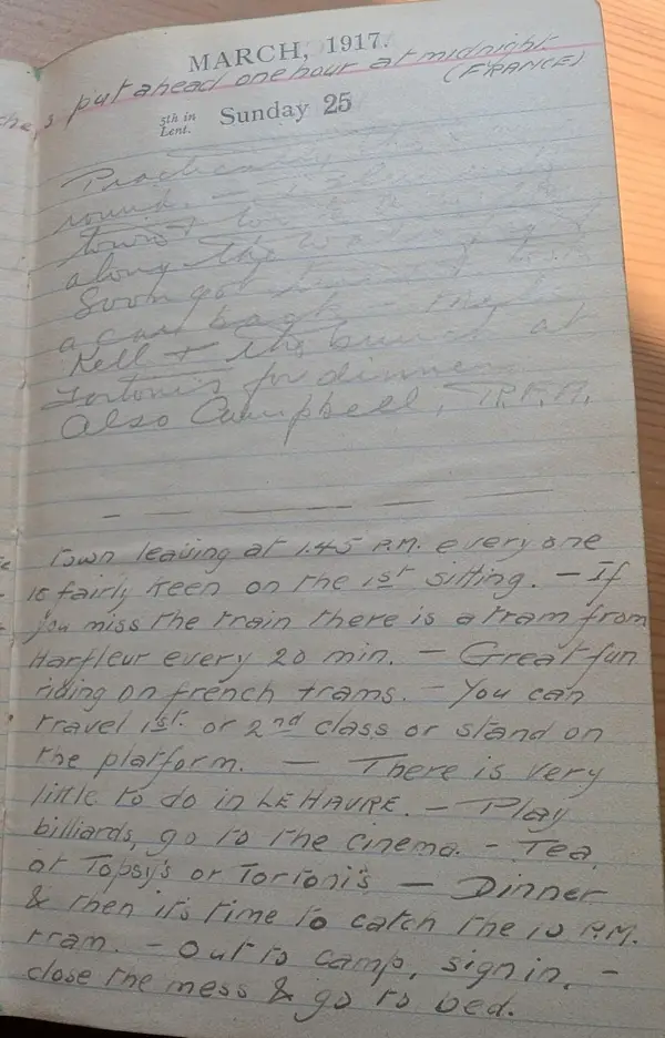 Diary scan, March 25, 1917 (Sunday)