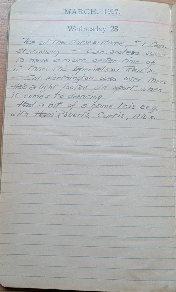 Diary scan, March 28, 1917 (Wednesday)