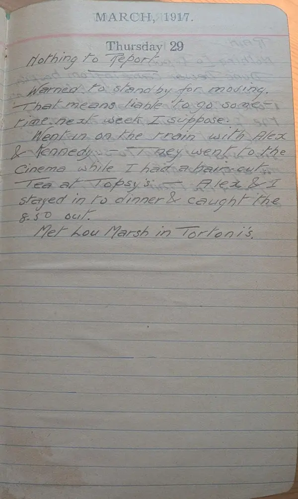 Diary scan, March 29, 1917 (Thursday)