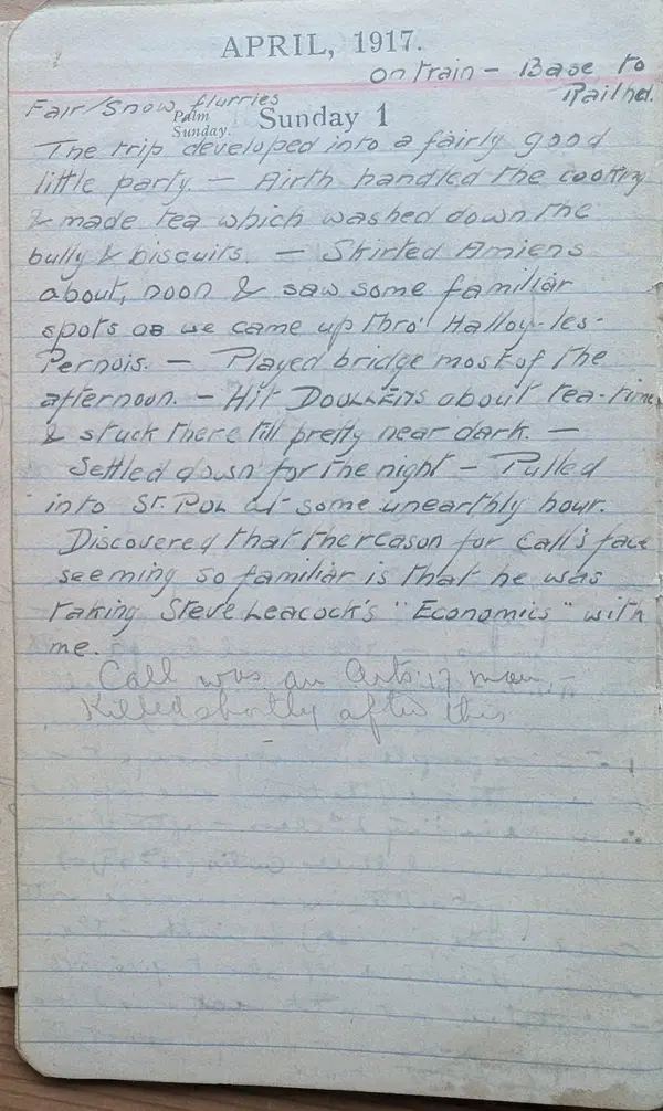 Diary scan, April 1, 1917 (Sunday)