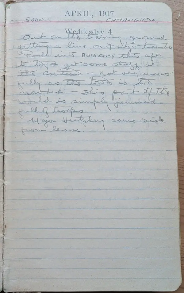 Diary scan, April 4, 1917 (Wednesday)