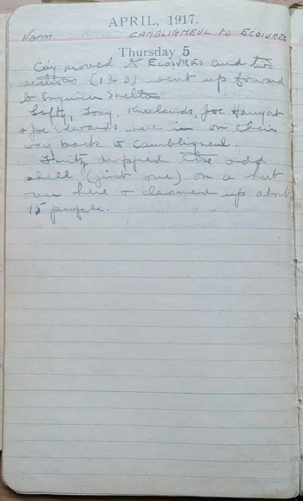 Diary scan, April 5, 1917 (Thursday)