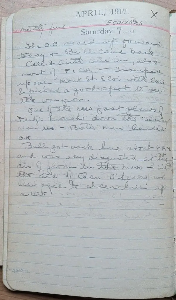 Diary scan, April 7, 1917 (Saturday)