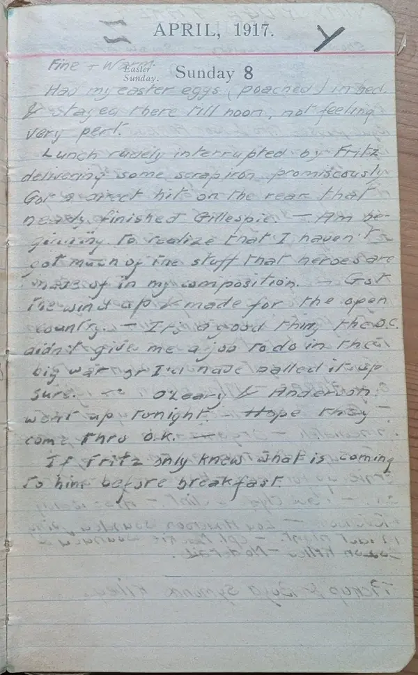 Diary scan, April 8, 1917 (Sunday)