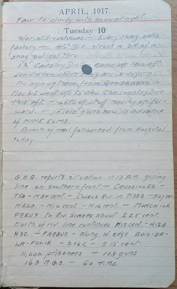 Diary scan, April 10, 1917 (Tuesday)