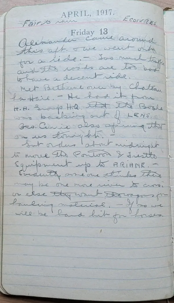 Diary scan, April 13, 1917 (Friday)