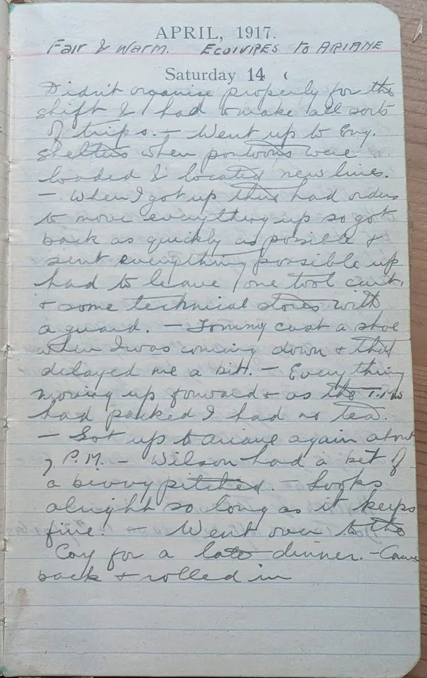 Diary scan, April 14, 1917 (Saturday)