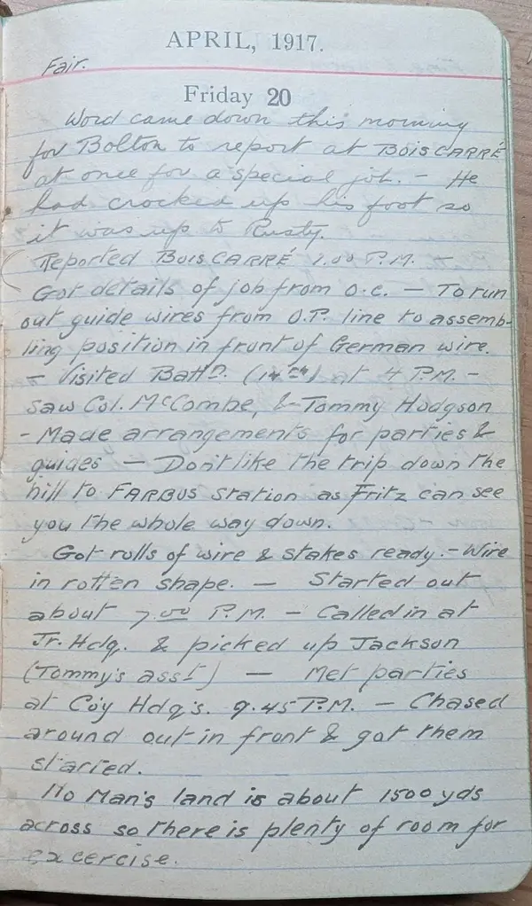 Diary scan, April 20, 1917 (Friday)