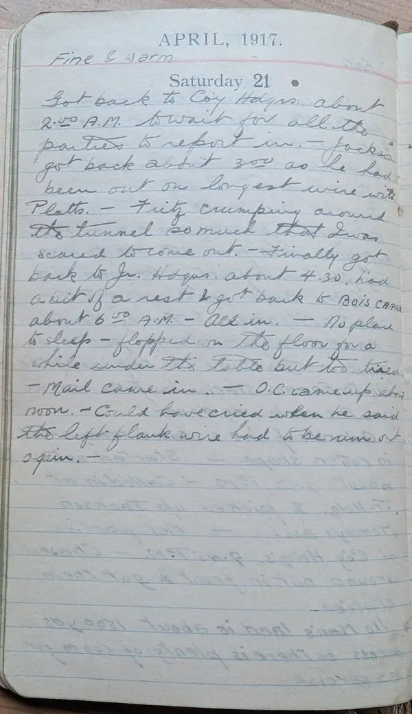 Diary scan, April 21, 1917 (Saturday)
