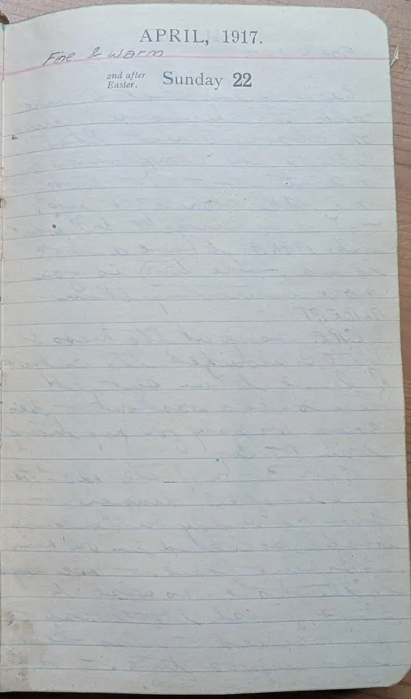 Diary scan, April 22, 1917 (Sunday)