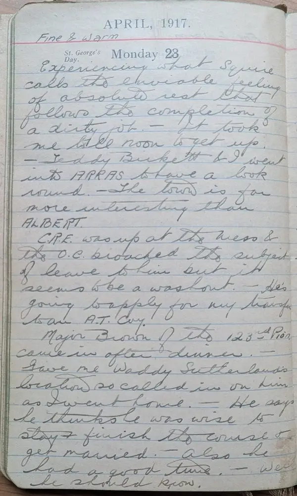 Diary scan, April 23, 1917 (Monday)