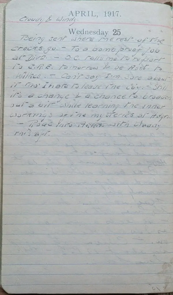 Diary scan, April 25, 1917 (Wednesday)