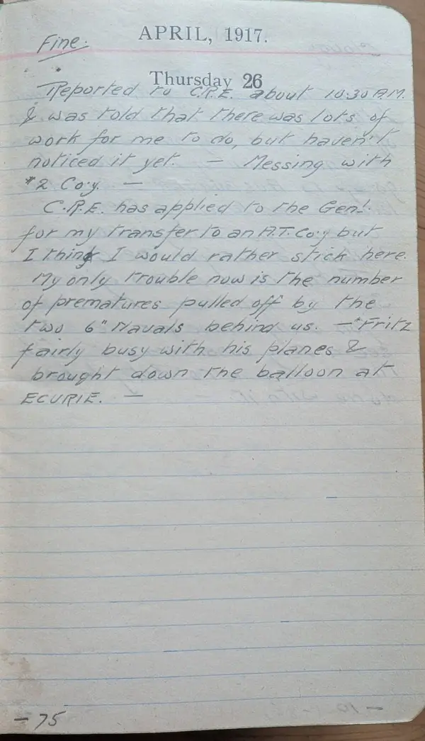 Diary scan, April 26, 1917 (Thursday)