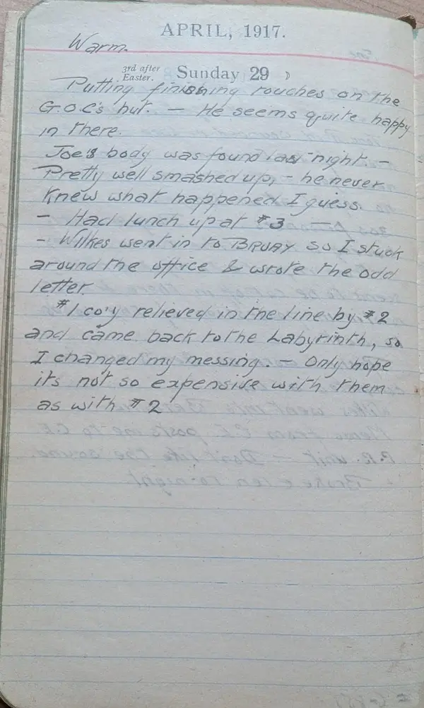 Diary scan, April 29, 1917 (Sunday)