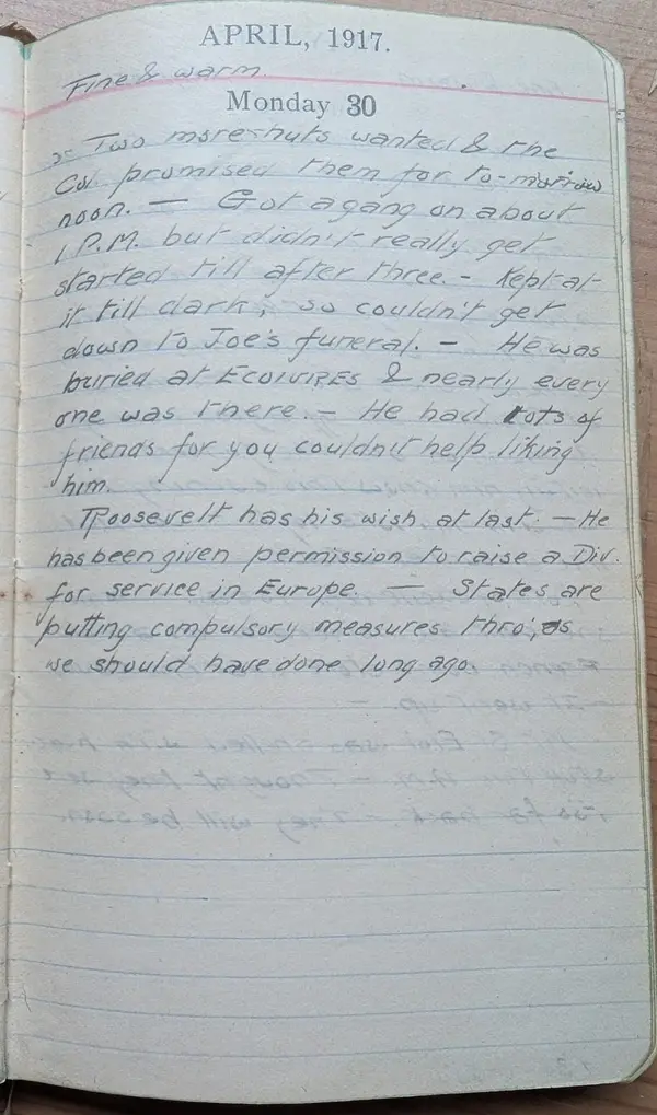 Diary scan, April 30, 1917 (Monday)