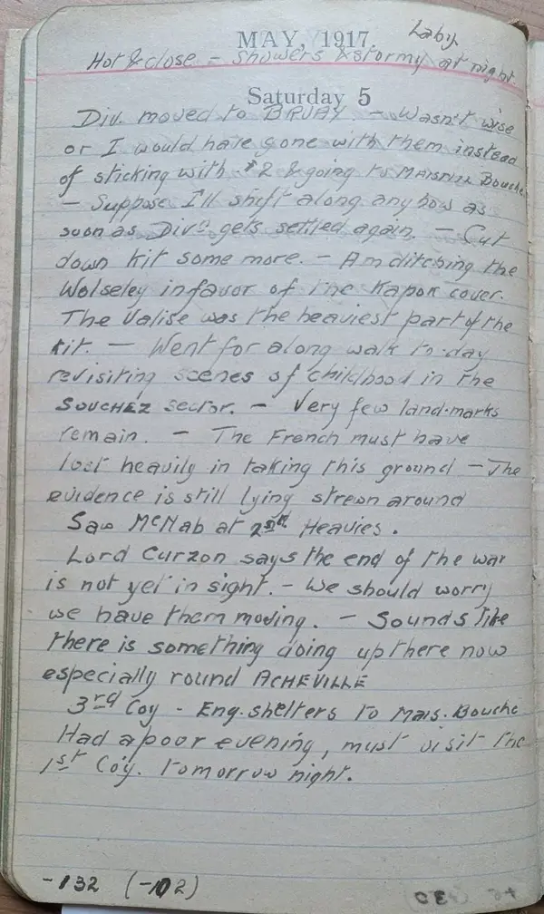 Diary scan, May 5, 1917 (Saturday)