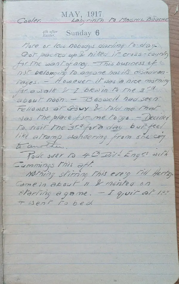 Diary scan, May 6, 1917 (Sunday)