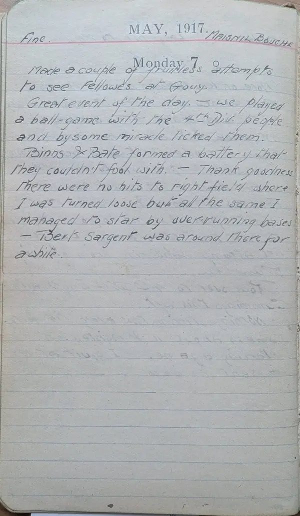 Diary scan, May 7, 1917 (Monday)