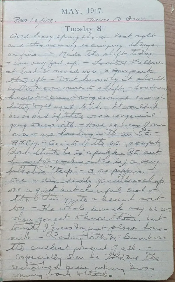 Diary scan, May 8, 1917 (Tuesday)