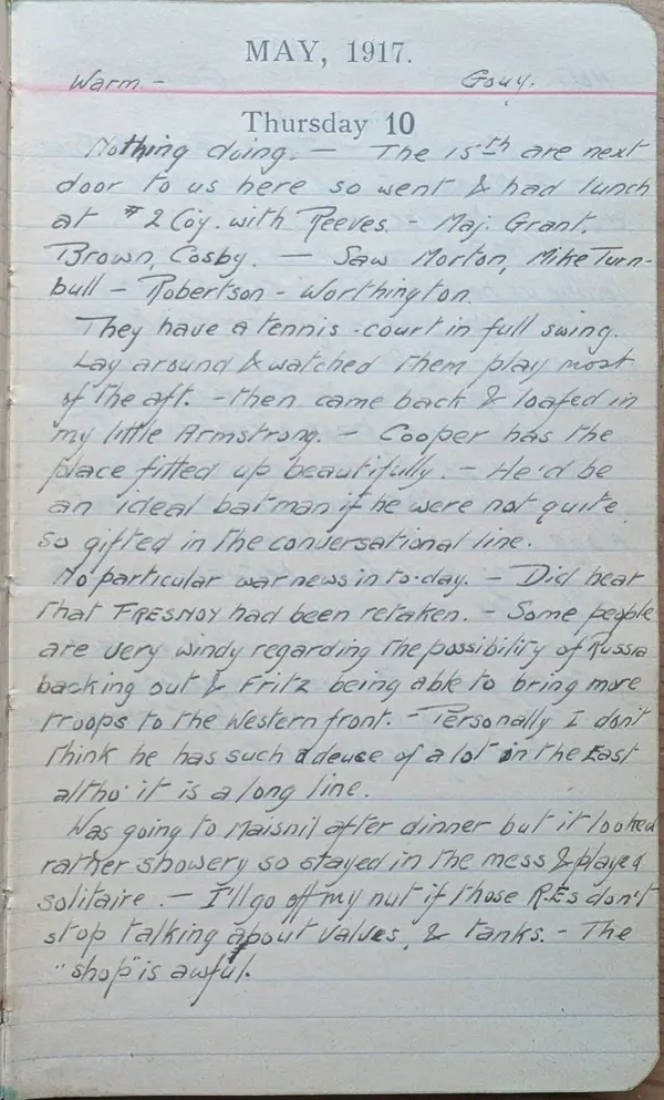Diary scan, May 10, 1917 (Thursday)