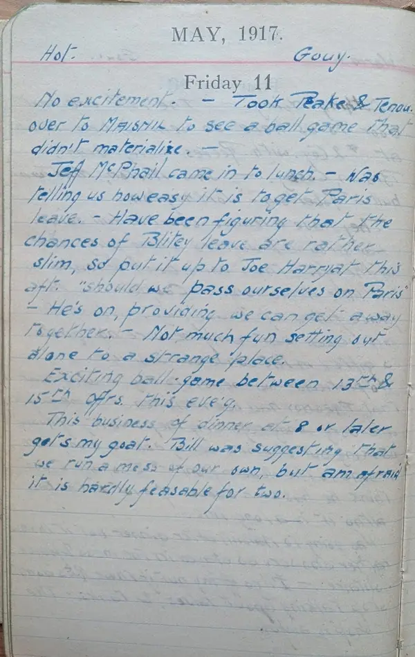 Diary scan, May 11, 1917 (Friday)