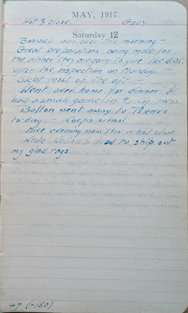 Diary scan, May 12, 1917 (Saturday)