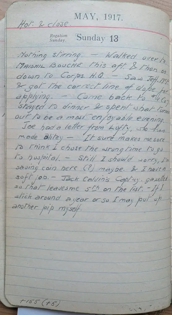 Diary scan, May 13, 1917 (Sunday)