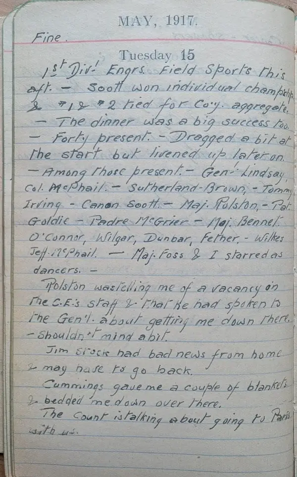 Diary scan, May 15, 1917 (Tuesday)