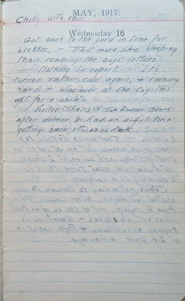 Diary scan, May 16, 1917 (Wednesday)