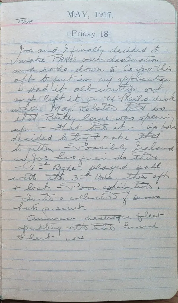 Diary scan, May 18, 1917 (Friday)