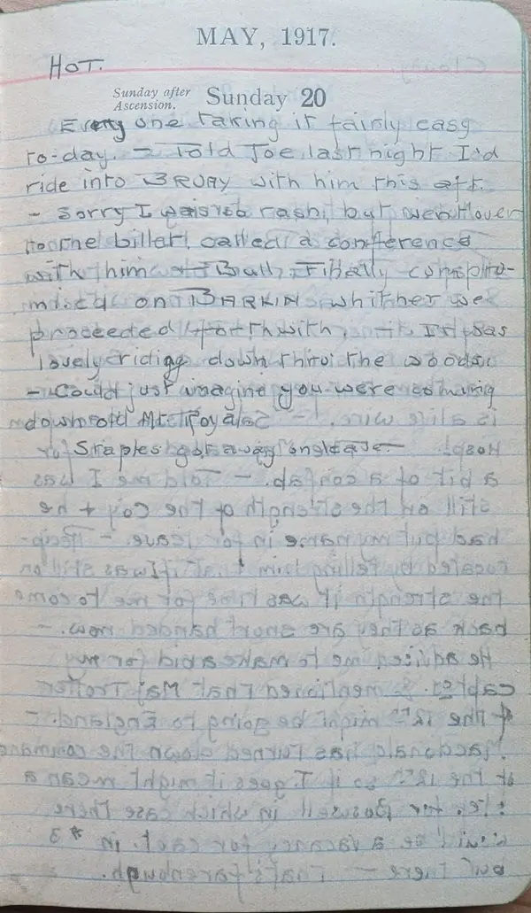 Diary scan, May 20, 1917 (Sunday)
