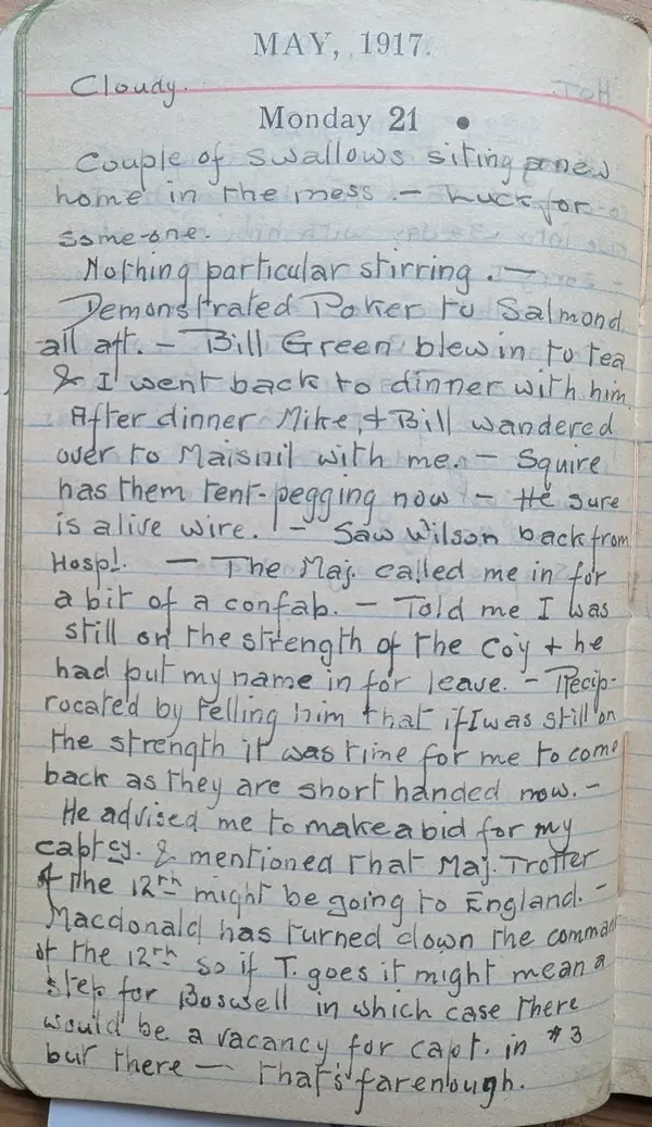 Diary scan, May 21, 1917 (Monday)