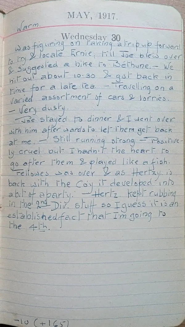 Diary scan, May 30, 1917 (Wednesday)