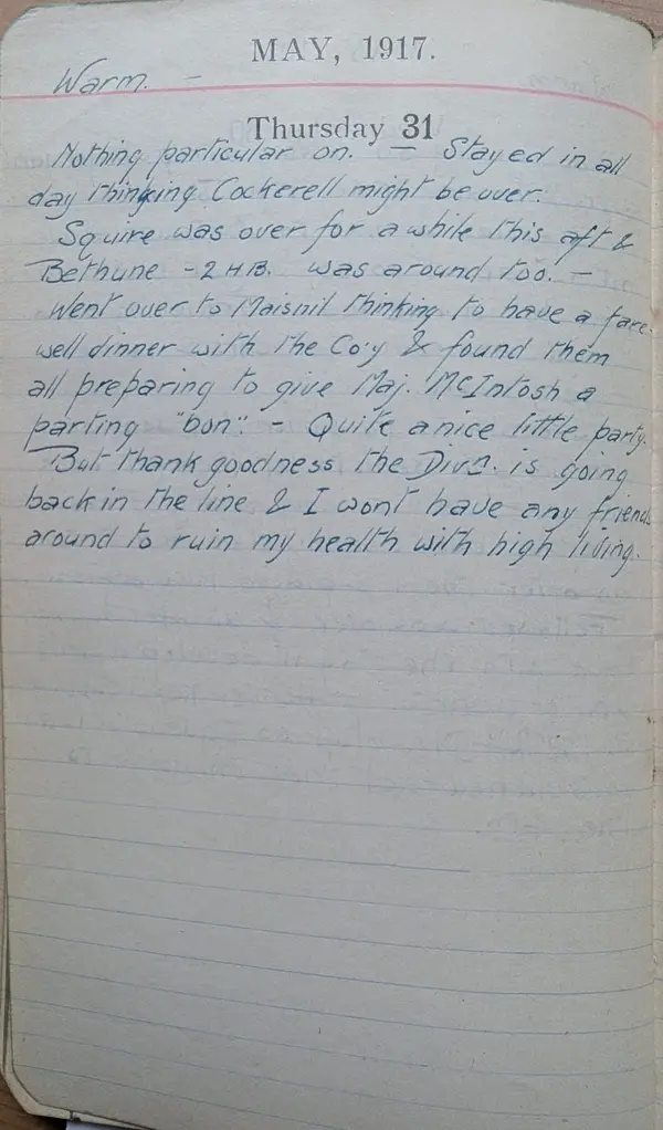 Diary scan, May 31, 1917 (Thursday)