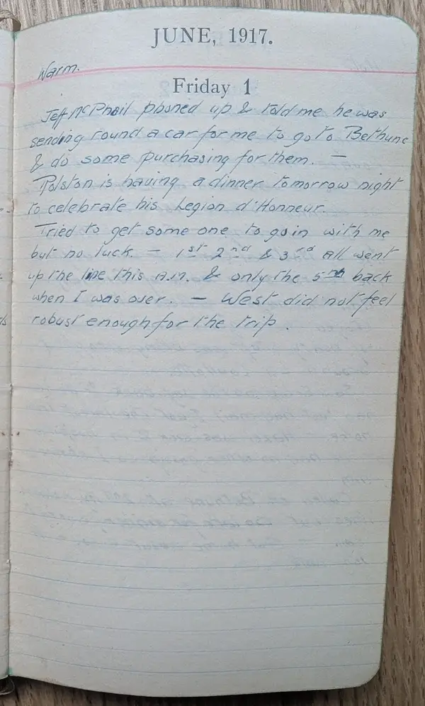 Diary scan, June 1, 1917 (Friday)
