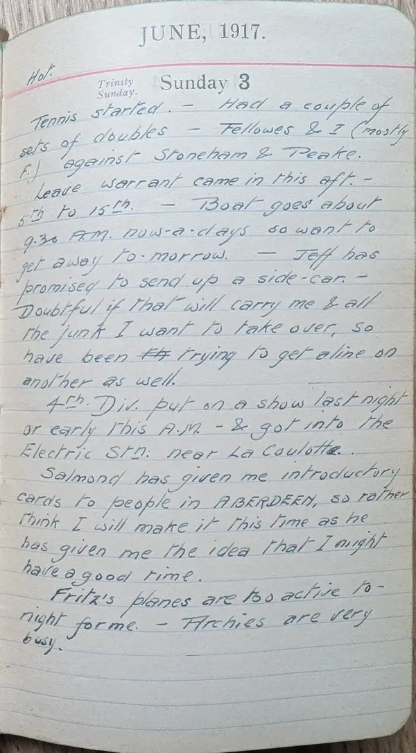 Diary scan, June 3, 1917 (Sunday)