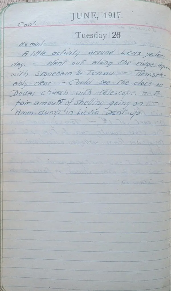 Diary scan, June 26, 1917 (Tuesday)