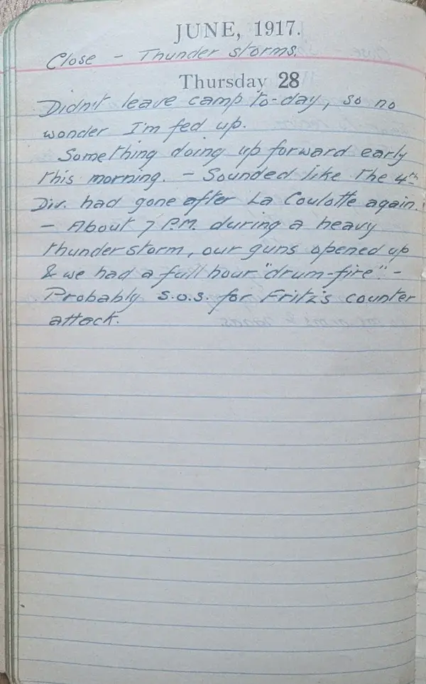 Diary scan, June 28, 1917 (Thursday)