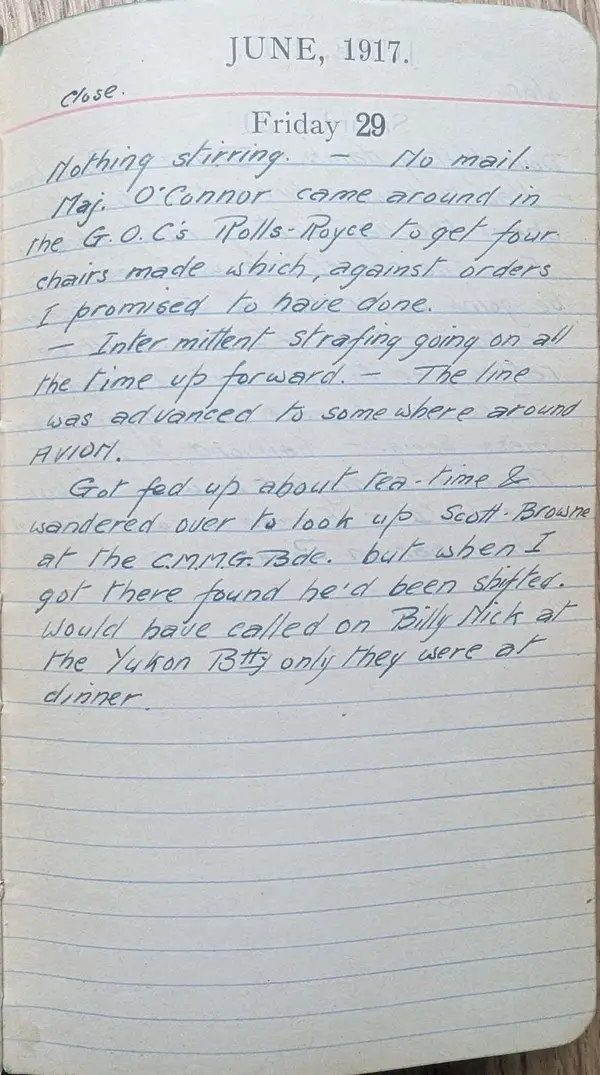 Diary scan, June 29, 1917 (Friday)