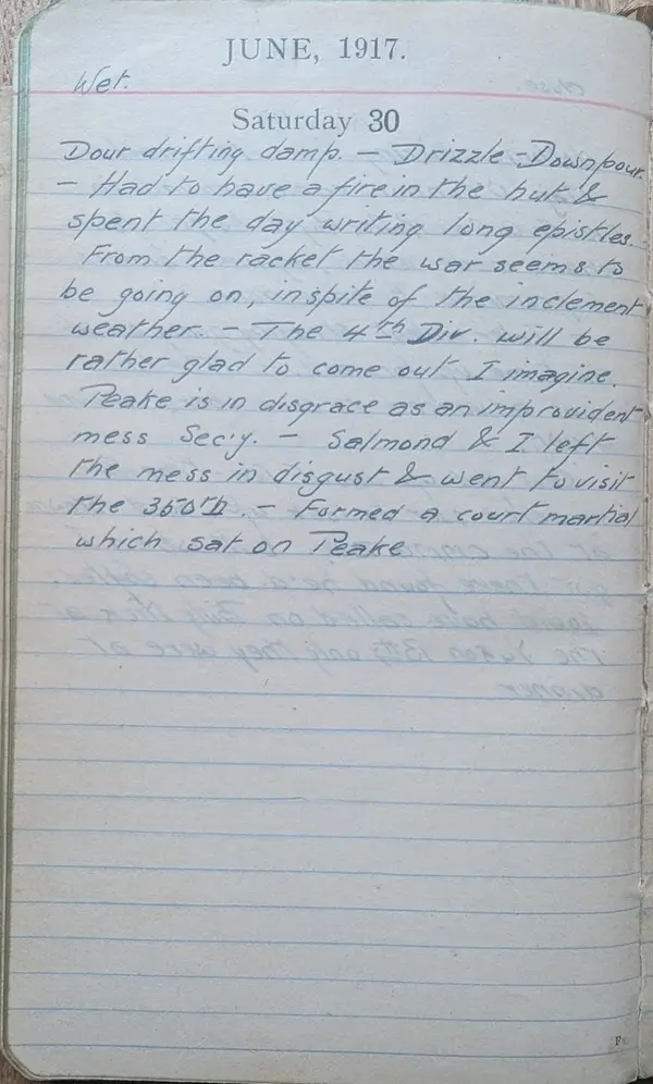 Diary scan, June 30, 1917 (Saturday)