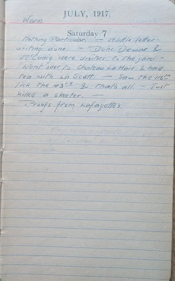 Diary scan, July 7, 1917 (Saturday)