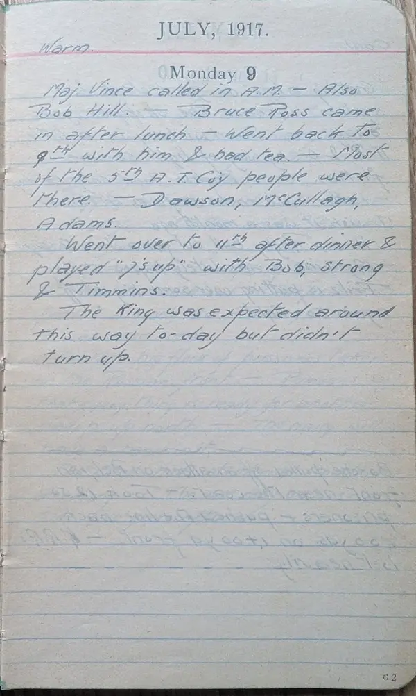 Diary scan, July 9, 1917 (Monday)