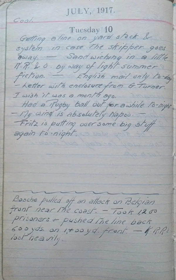 Diary scan, July 10, 1917 (Tuesday)